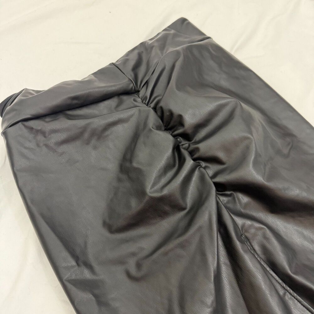 HALARA High Rise Tummy Cntl Ruched 2-in-1 Fleece PU Midi Skirt XL NEW B76 - Picture 5 of 6